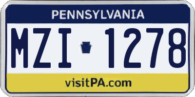 PA license plate MZI1278