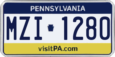 PA license plate MZI1280