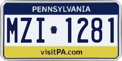 PA license plate MZI1281