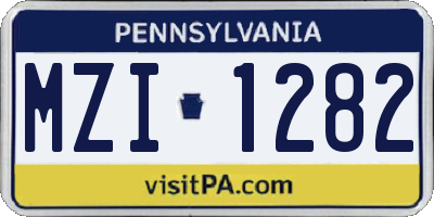 PA license plate MZI1282