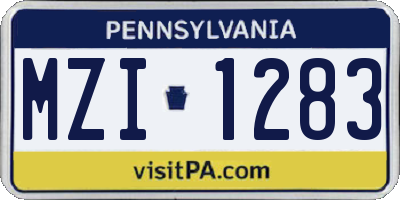 PA license plate MZI1283