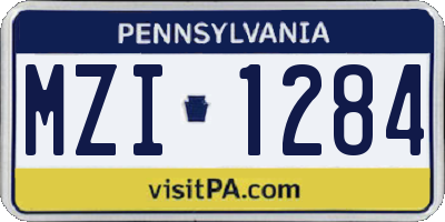 PA license plate MZI1284