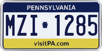 PA license plate MZI1285