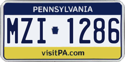 PA license plate MZI1286