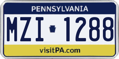 PA license plate MZI1288