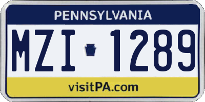 PA license plate MZI1289