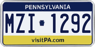 PA license plate MZI1292