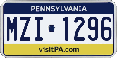 PA license plate MZI1296