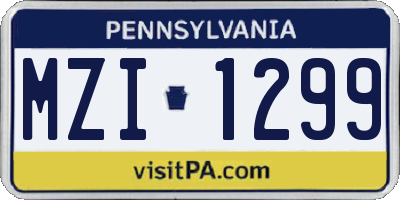 PA license plate MZI1299