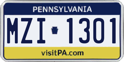PA license plate MZI1301