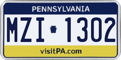 PA license plate MZI1302