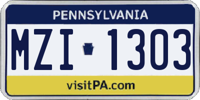 PA license plate MZI1303