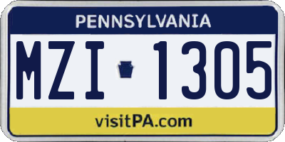 PA license plate MZI1305