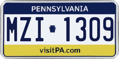 PA license plate MZI1309