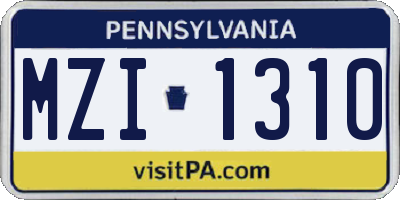 PA license plate MZI1310