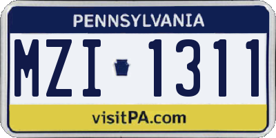 PA license plate MZI1311