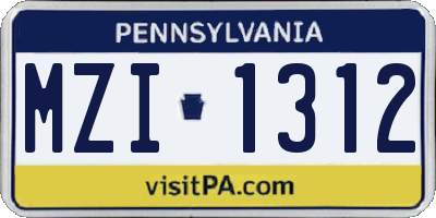 PA license plate MZI1312
