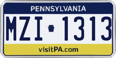 PA license plate MZI1313