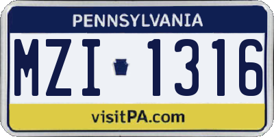 PA license plate MZI1316