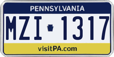 PA license plate MZI1317