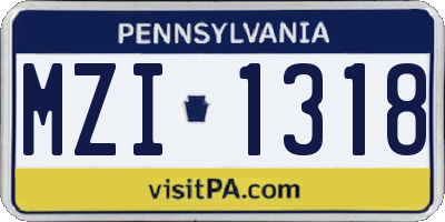 PA license plate MZI1318