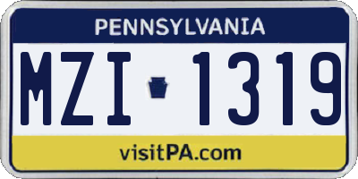 PA license plate MZI1319