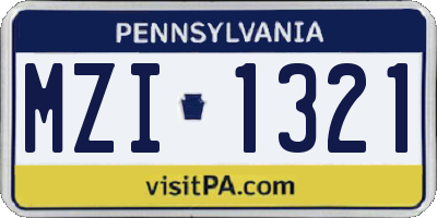 PA license plate MZI1321