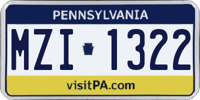 PA license plate MZI1322