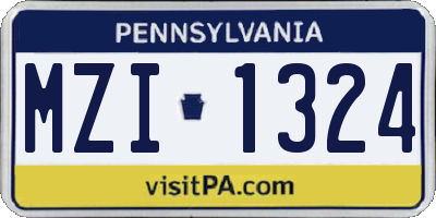 PA license plate MZI1324