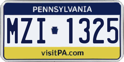 PA license plate MZI1325