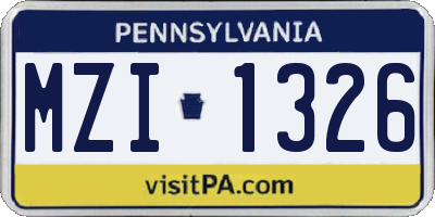PA license plate MZI1326