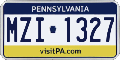 PA license plate MZI1327
