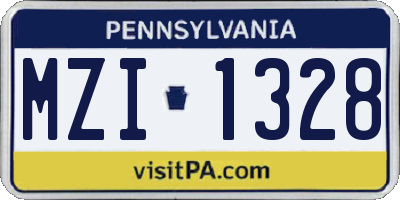 PA license plate MZI1328
