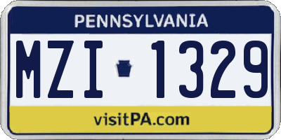 PA license plate MZI1329