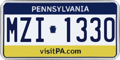 PA license plate MZI1330