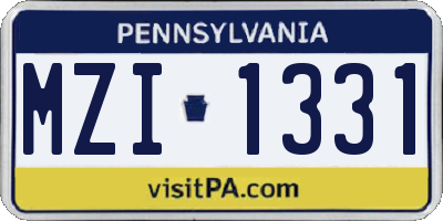 PA license plate MZI1331