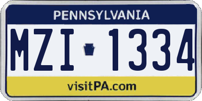 PA license plate MZI1334