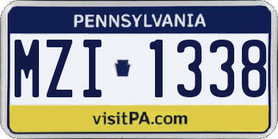PA license plate MZI1338
