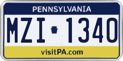 PA license plate MZI1340