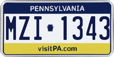 PA license plate MZI1343