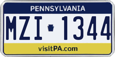 PA license plate MZI1344