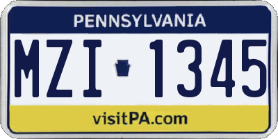 PA license plate MZI1345