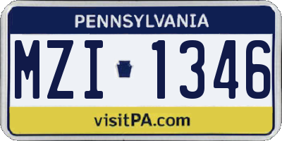 PA license plate MZI1346