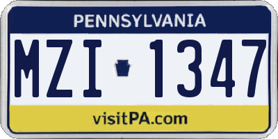 PA license plate MZI1347