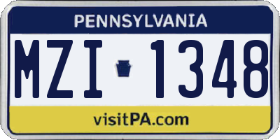 PA license plate MZI1348