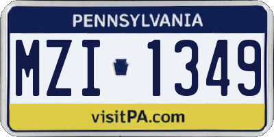 PA license plate MZI1349