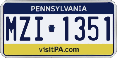 PA license plate MZI1351