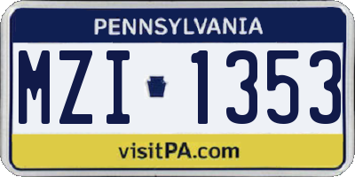 PA license plate MZI1353