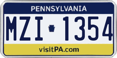 PA license plate MZI1354