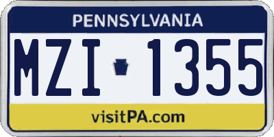 PA license plate MZI1355